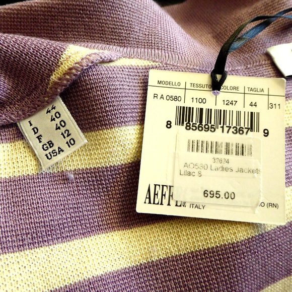 Moschino Cheap and Chic Ladies Lilac Cream Striped Knit Sweater Jacket USA SZ 10 - Picture 4 of 16